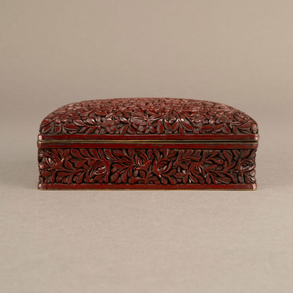 Bronze-plated lacquer box with flower and bird design