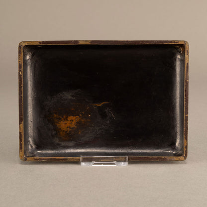 Bronze-plated lacquer box with flower and bird design