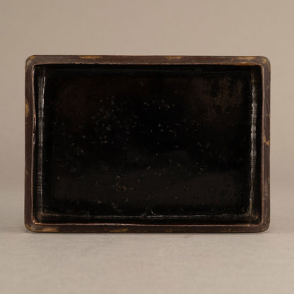 Bronze-plated lacquer box with flower and bird design