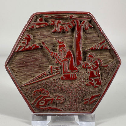 剔紅人物六角香盒