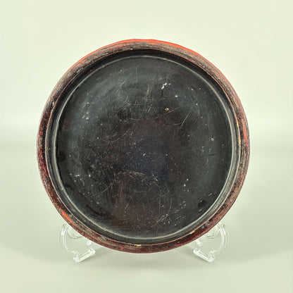 Carved Red Lacquer Box with Figure Design