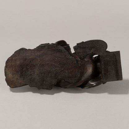 Rosewood Statue of a Reclining Tennyo