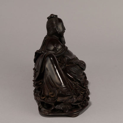 Rosewood Statue of a Reclining Tennyo