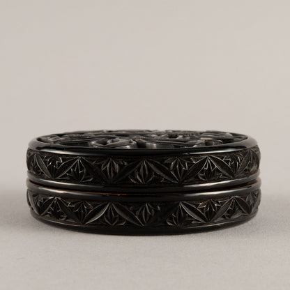Black-Lacquer Covered Box Decorated with Chestnut Designs