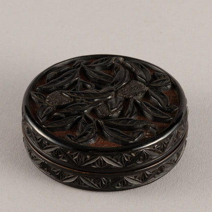Black-Lacquer Covered Box Decorated with Chestnut Designs