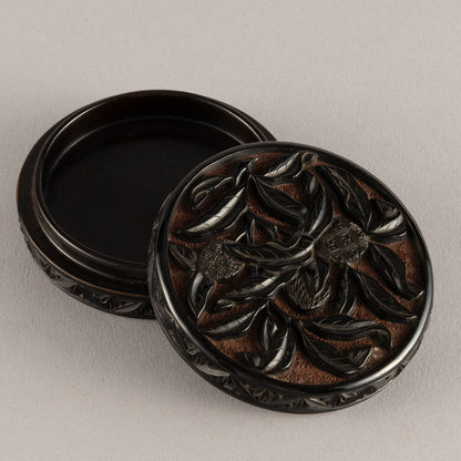 Black-Lacquer Covered Box Decorated with Chestnut Designs