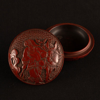 Red carved Hu people's incense box