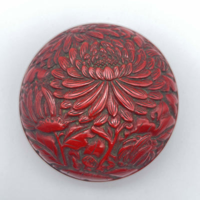 Carved red chrysanthemum crest incense box