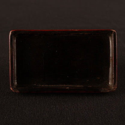 剔紅松下高仕方形天地蓋盒