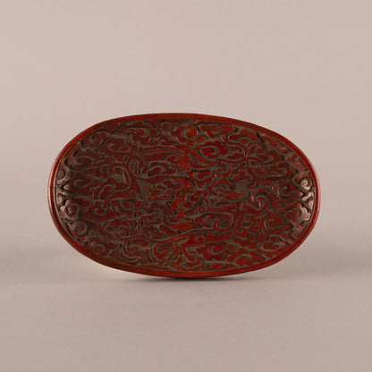 堆朱橢圓式龍鳳紋銚座