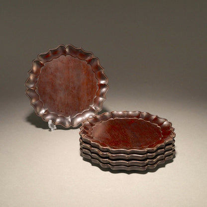 Petal-Shaped Wooden Plates (a set of five) [W0262]