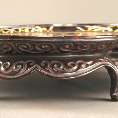 螺鈿牡丹文輪花形平卓