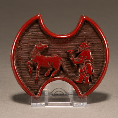 Weight-shaped red lacquer ware incense box