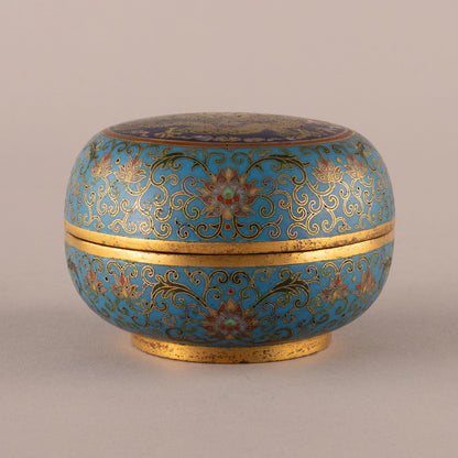 Lid box with dragon crest and enamel woven branches