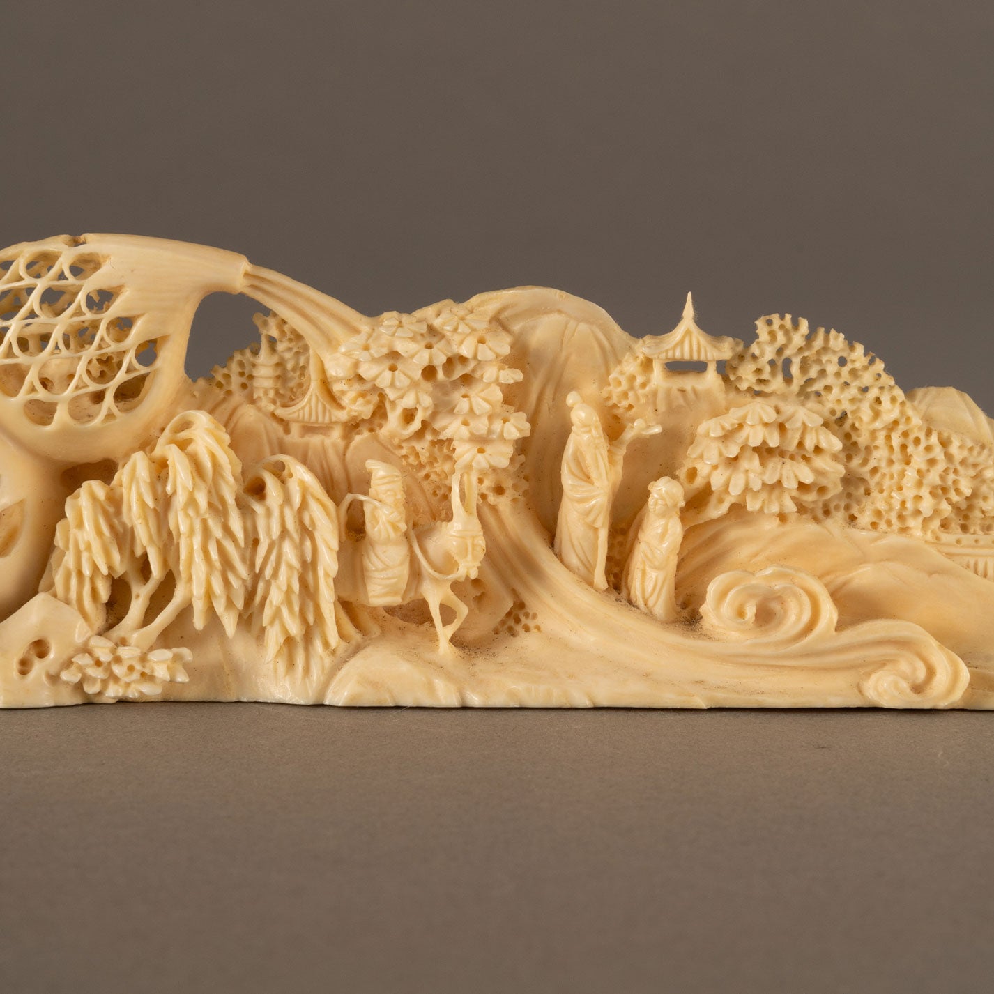 Ivory openwork landscape ornament