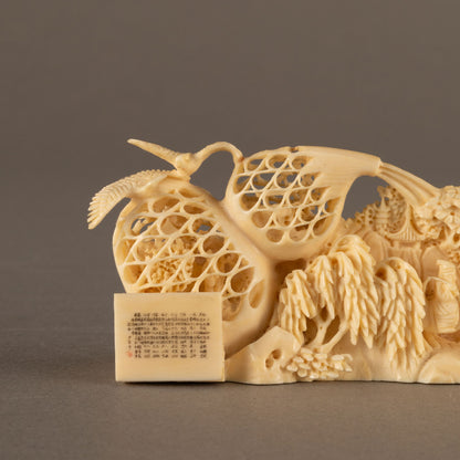 Ivory openwork landscape ornament