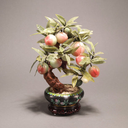Soapstone Carving of a Peach Tree with Fruit