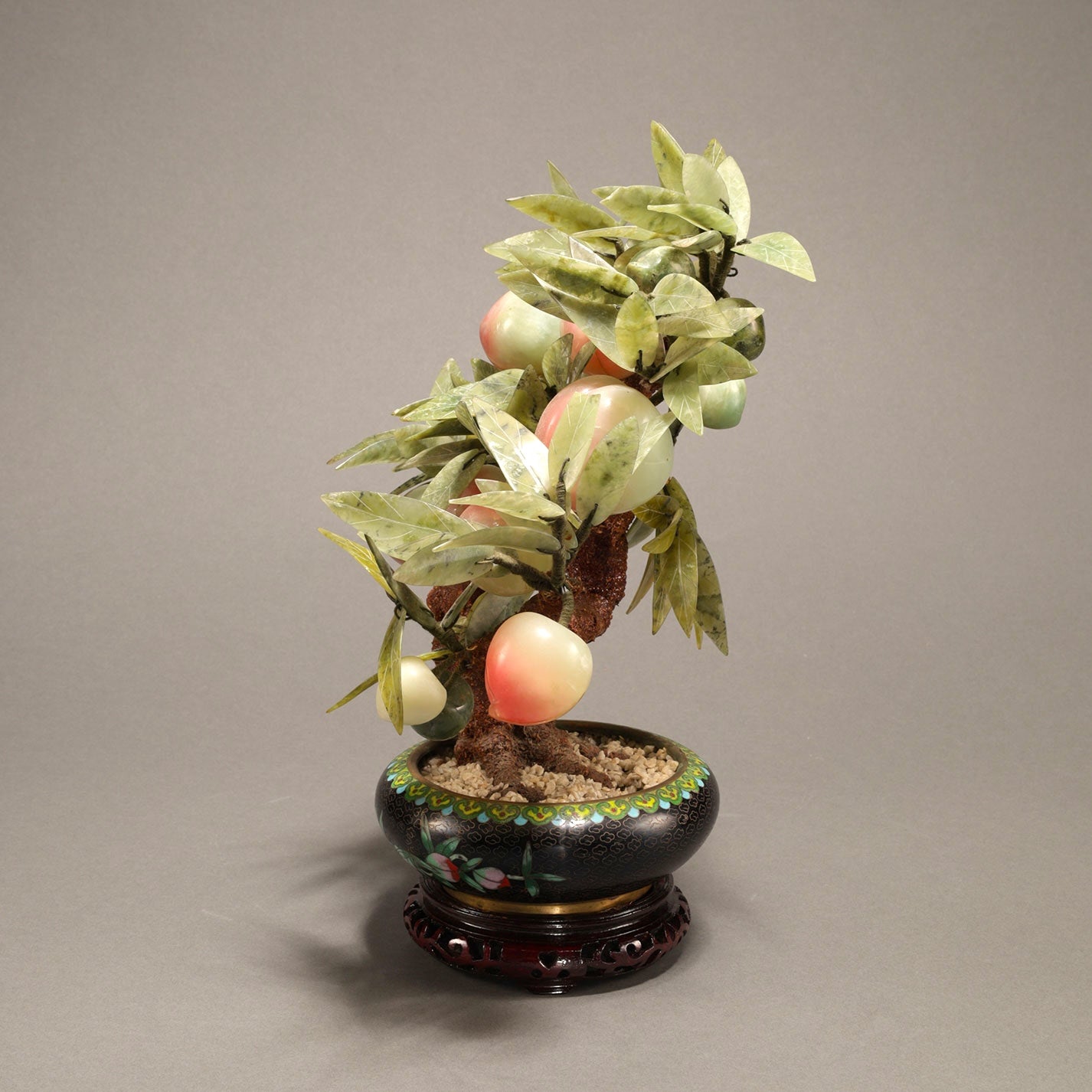 Soapstone Carving of a Peach Tree with Fruit