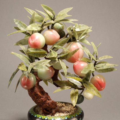 Soapstone Carving of a Peach Tree with Fruit