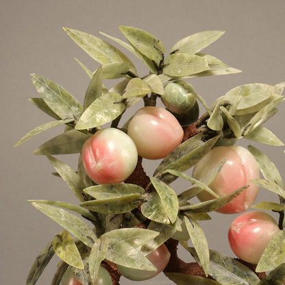 Soapstone Carving of a Peach Tree with Fruit