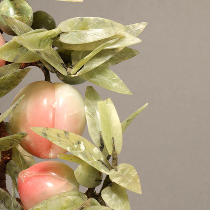 Soapstone Carving of a Peach Tree with Fruit