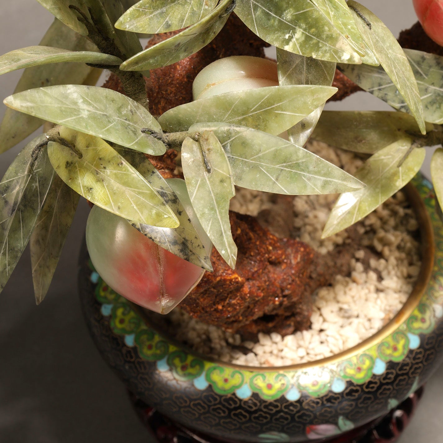 Soapstone Carving of a Peach Tree with Fruit