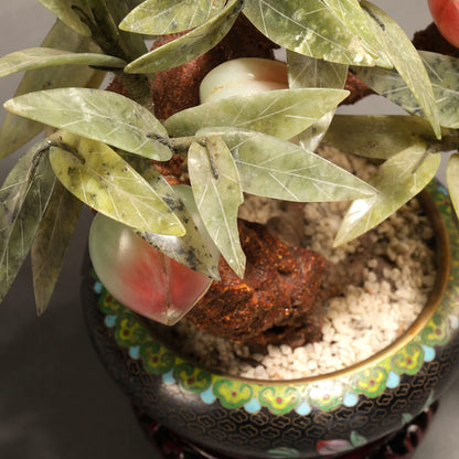 Soapstone Carving of a Peach Tree with Fruit