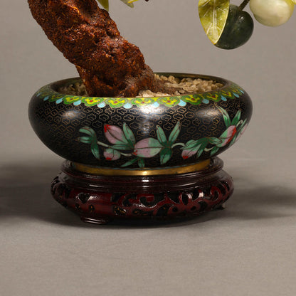 Soapstone Carving of a Peach Tree with Fruit