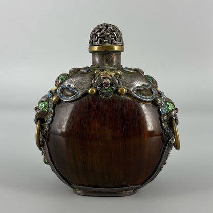 牛角包銀鼻煙壺