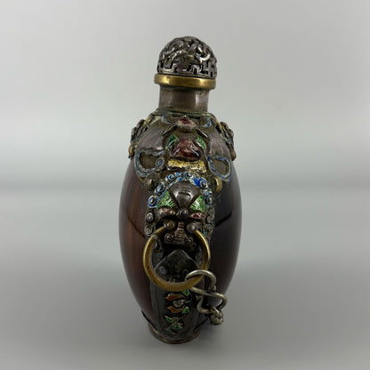 牛角包銀鼻煙壺