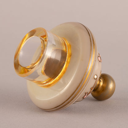 Flower-and-Bird Patterned Lidded Glass Vessel