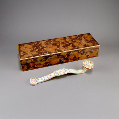 Famille-Rose Enamel Ruyi Scepter with Lotus and Bat Design