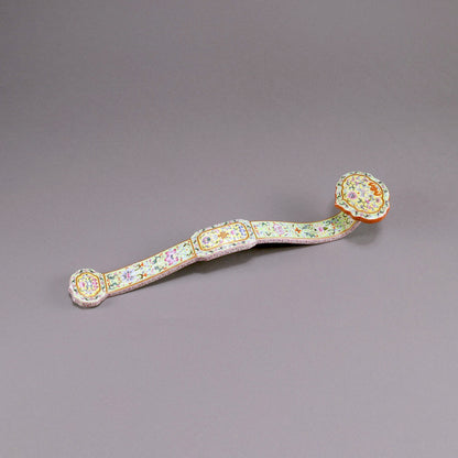 Famille-Rose Enamel Ruyi Scepter with Lotus and Bat Design