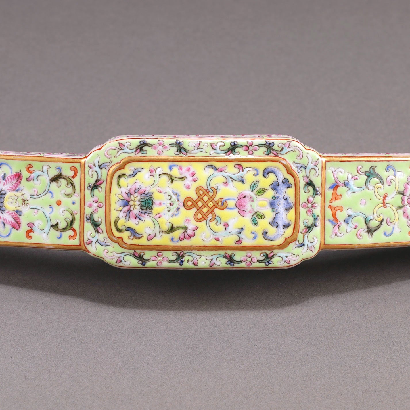 Famille-Rose Enamel Ruyi Scepter with Lotus and Bat Design