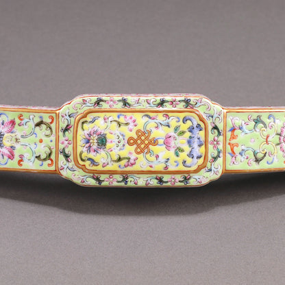 Famille-Rose Enamel Ruyi Scepter with Lotus and Bat Design