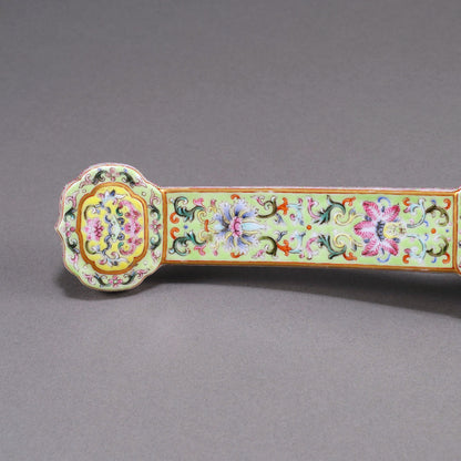 Famille-Rose Enamel Ruyi Scepter with Lotus and Bat Design