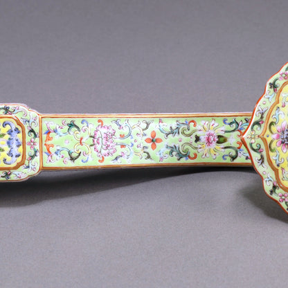 Famille-Rose Enamel Ruyi Scepter with Lotus and Bat Design