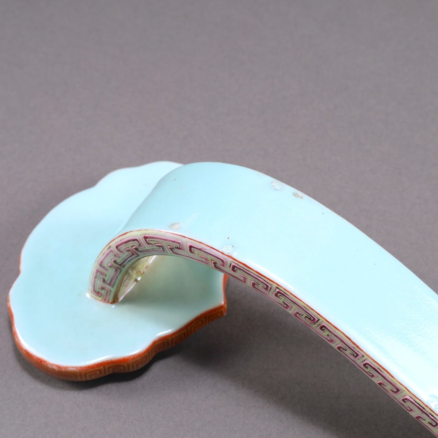 Famille-Rose Enamel Ruyi Scepter with Lotus and Bat Design