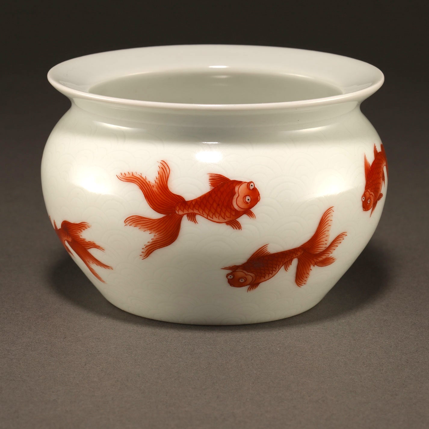 Iron-Red Fish and Wave Jar (Pair) [Z0185]