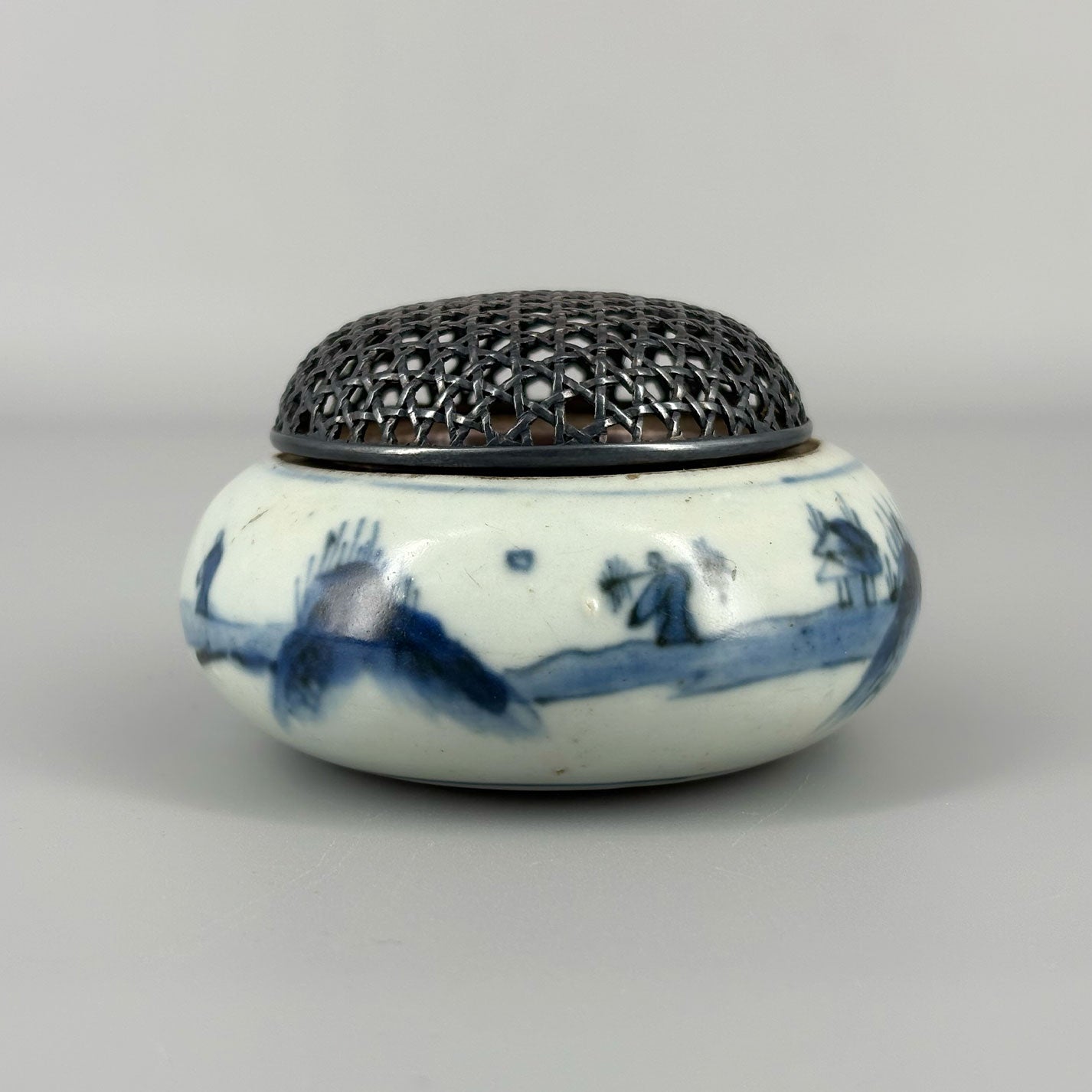 Blue-and-White Landscape Incense Burner