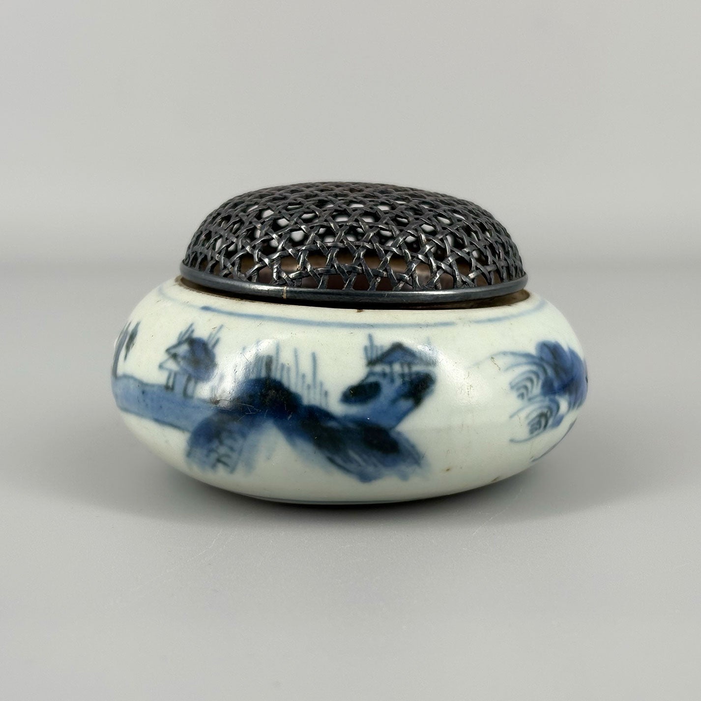 Blue-and-White Landscape Incense Burner
