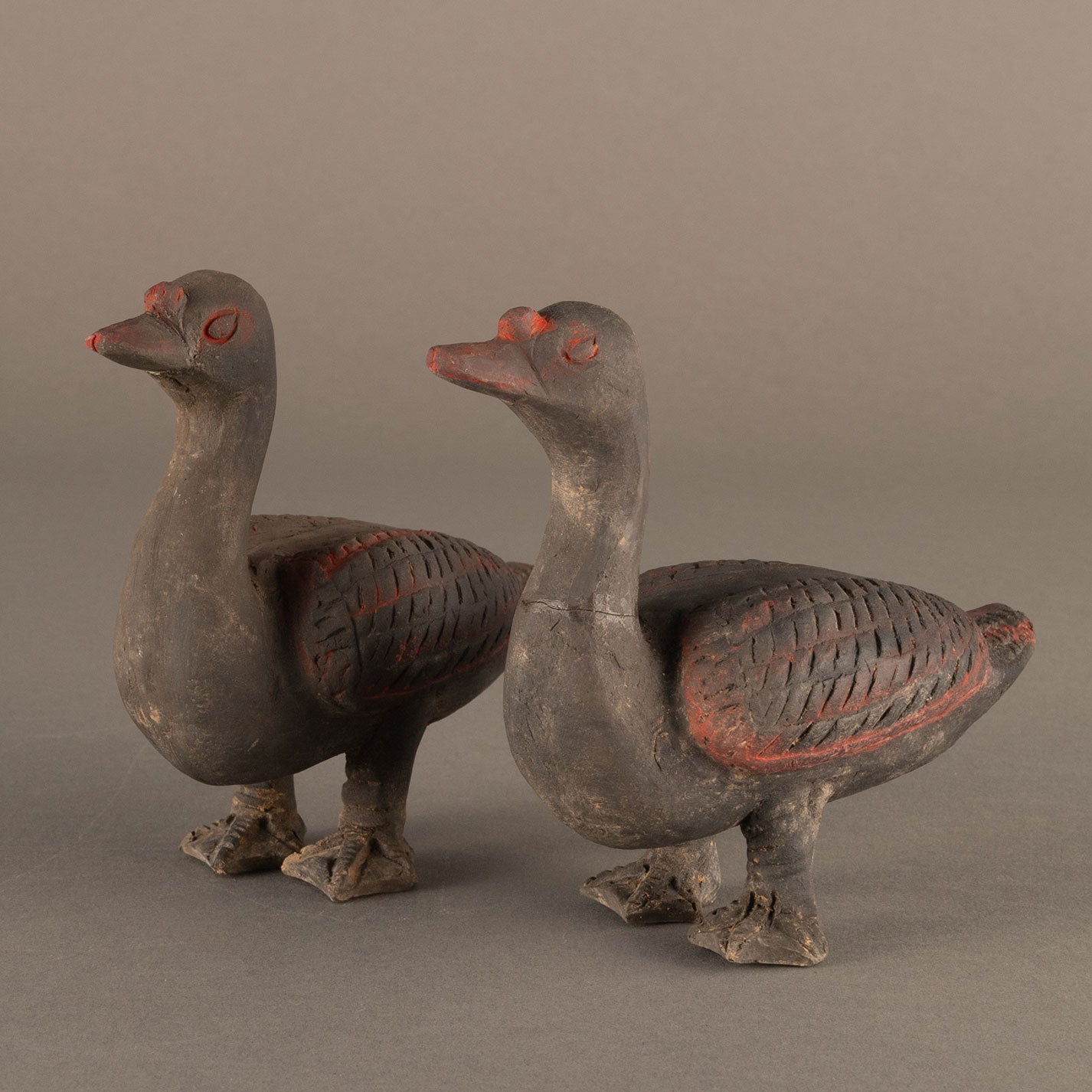 Pair of Ancient Ceramic Figurines: Sparrows