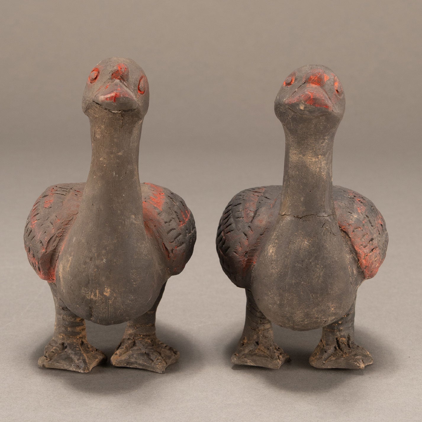 Pair of Ancient Ceramic Figurines: Sparrows