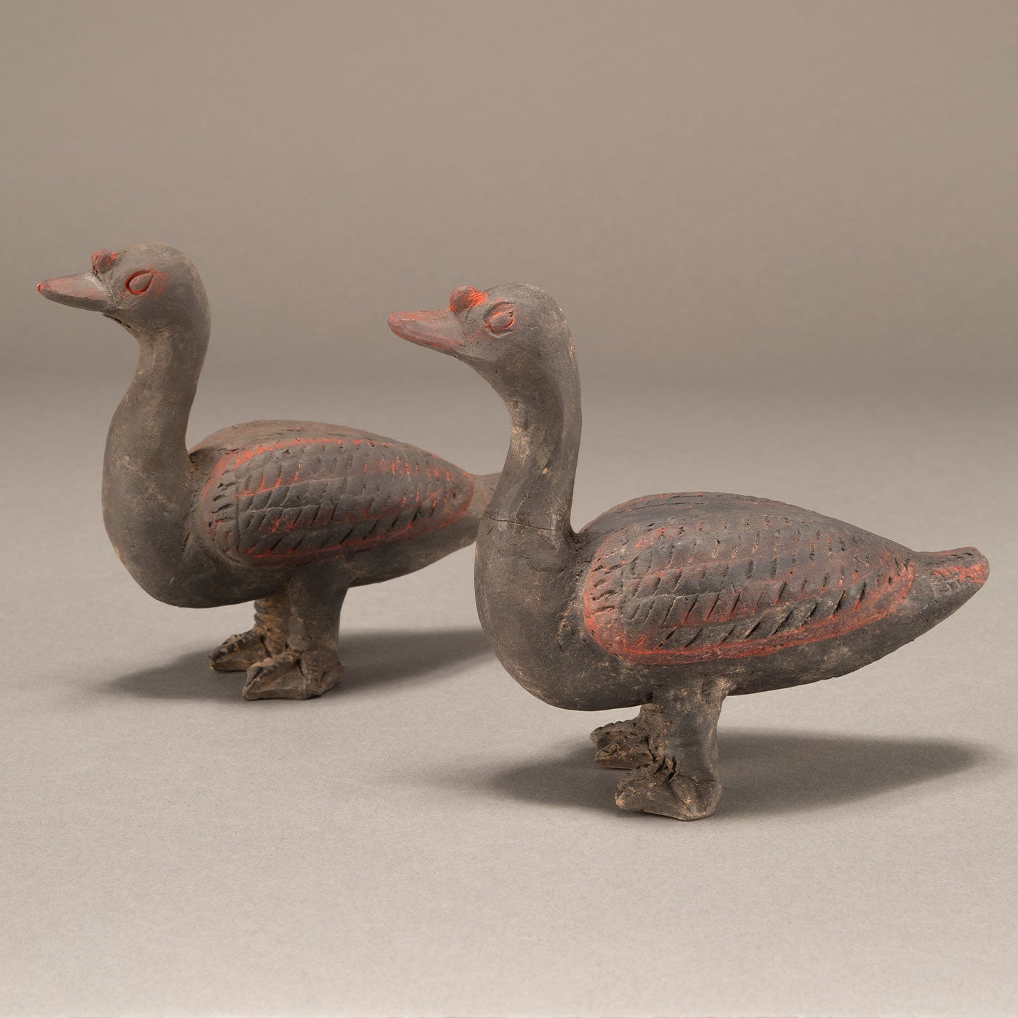 Pair of Ancient Ceramic Figurines: Sparrows