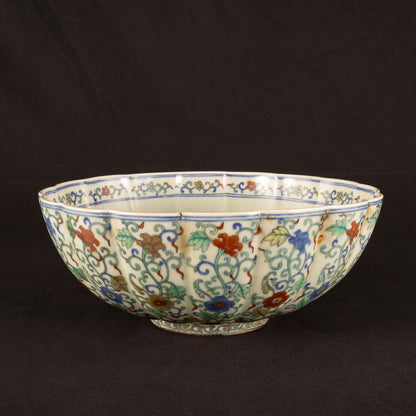 花草紋葵口大鉢