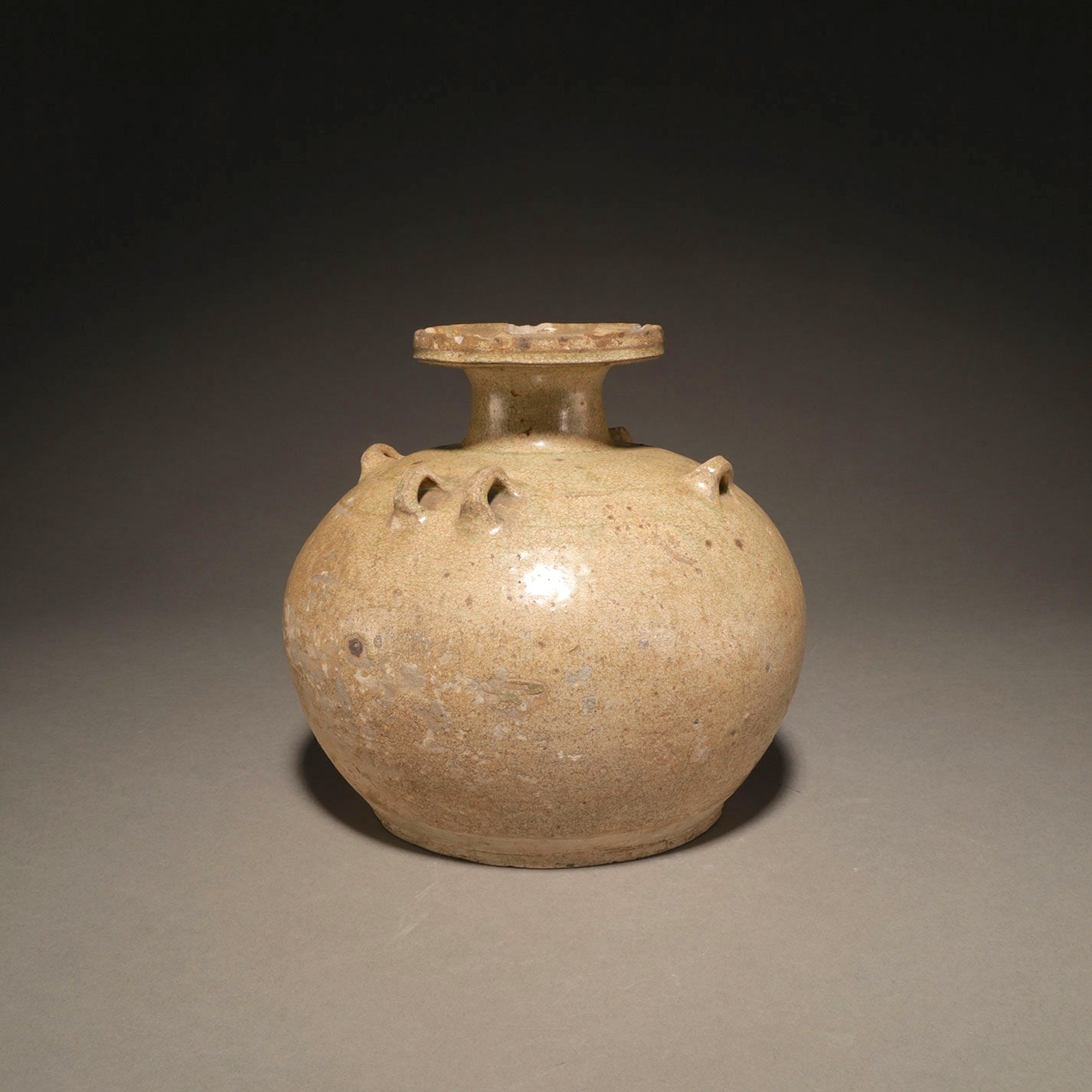 越州窯青磁六耳盤口壷