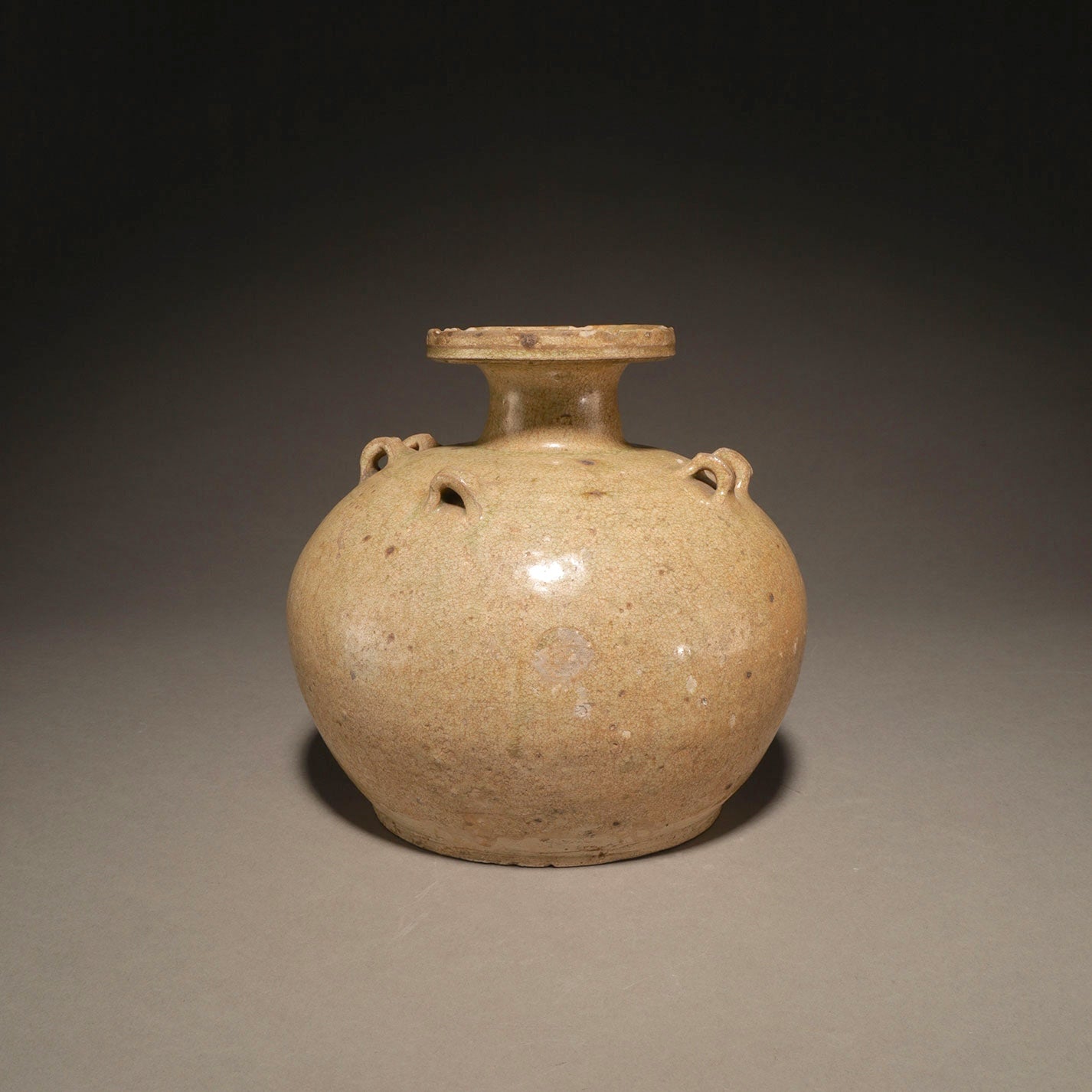 越州窯青磁六耳盤口壷