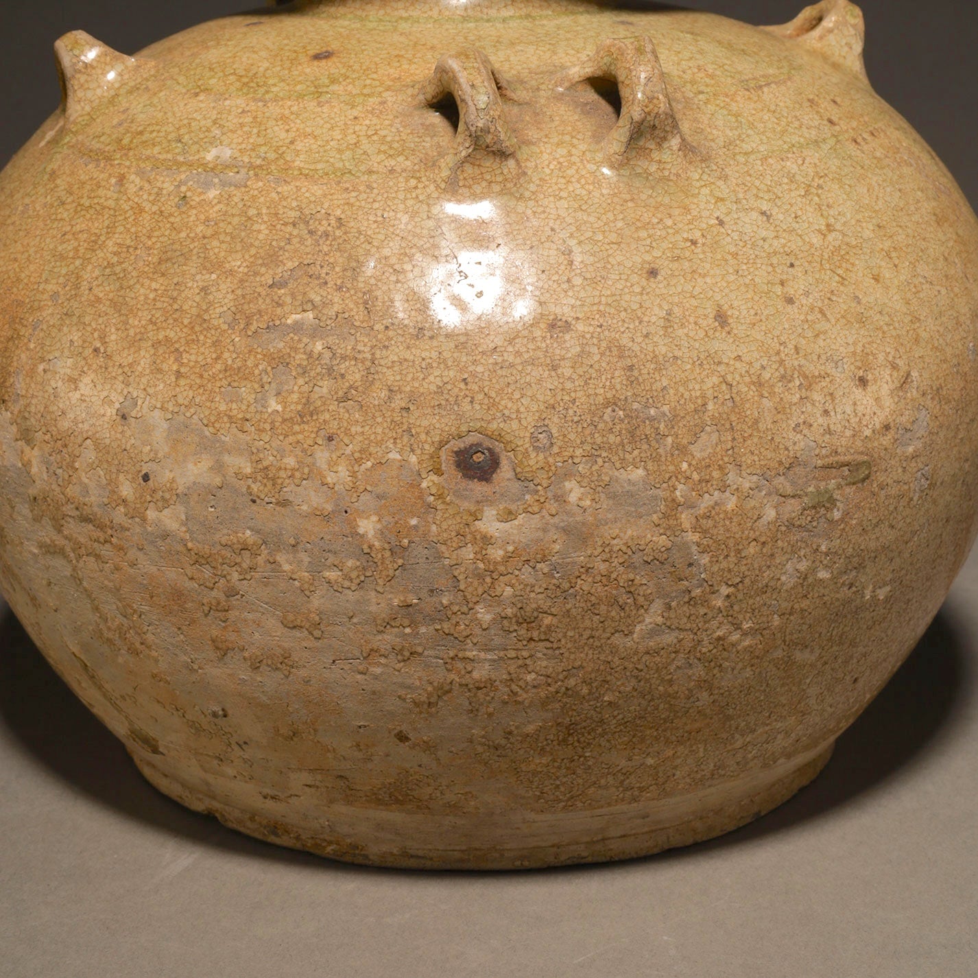 越州窯青磁六耳盤口壷