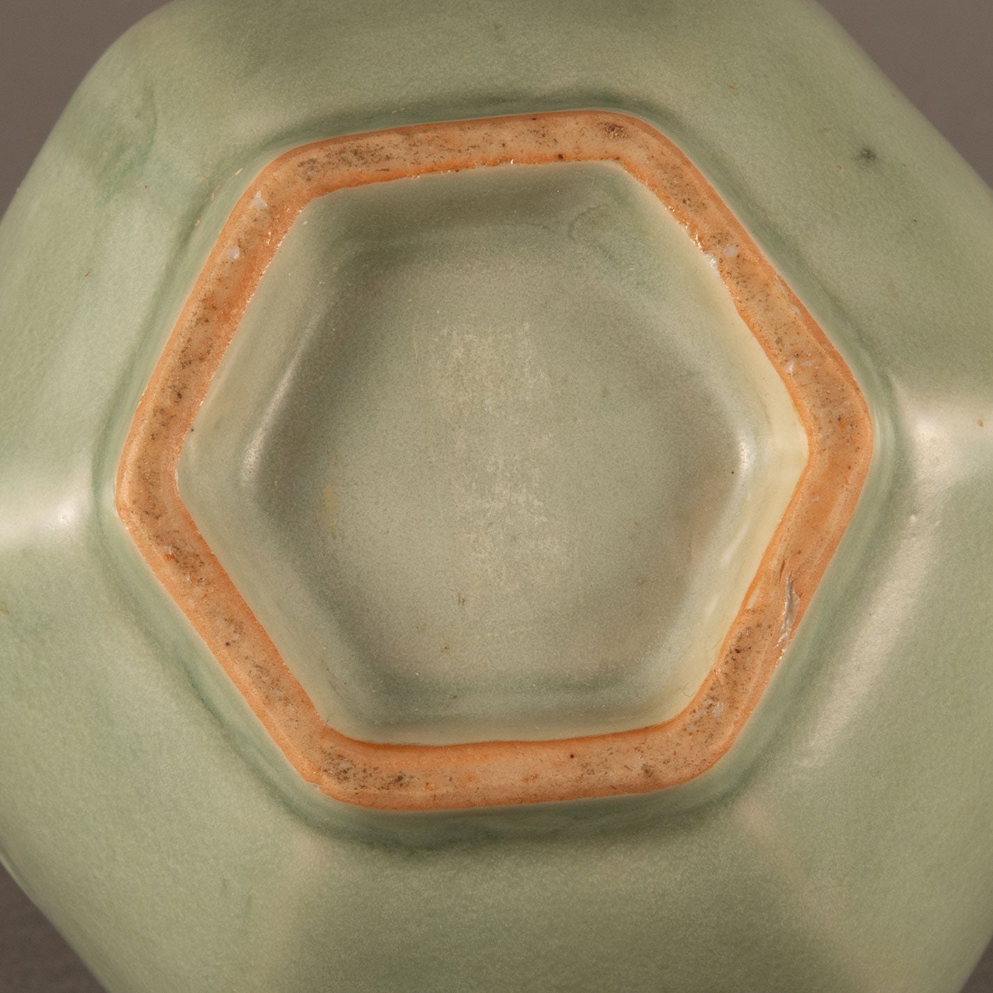 Celadon hexagonal water pitcher with garland pattern