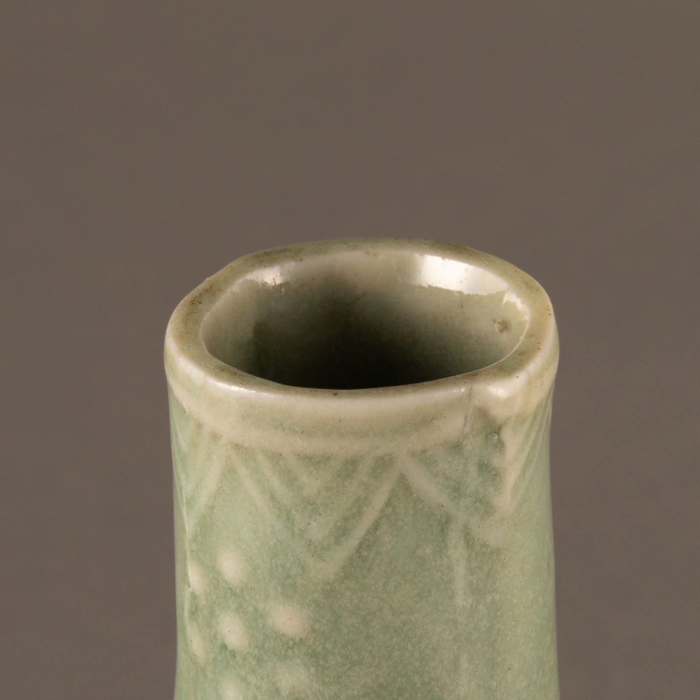 Celadon hexagonal water pitcher with garland pattern